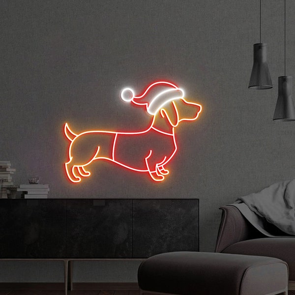 Christmas Dachshund Neon Sign, Christmas Dog, Dachshund Mom Gift, Dog Neon Sign, Dog Christmas Gift, Dachshund Gift
