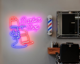 Barber Chair LED Neon Sign for Barber Shop Wall Decor | Barbershop Wall Art | Salon Barber Chair Neon Light for Haircut Studio Decoration