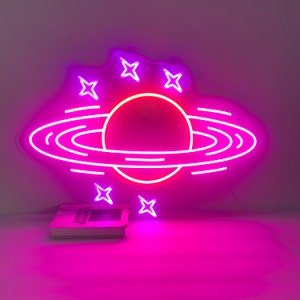Planet Neon Sign, Saturn Decor, Wall Decor, Space Wall Sign, Bedroom Neon Signs, Personalized Saturn Gifts