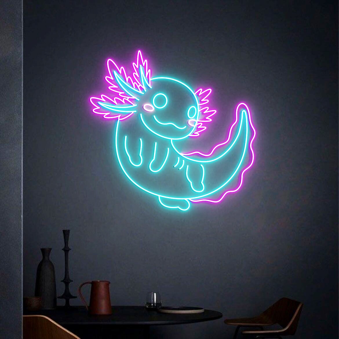 Axolotl Neon-Schild – USB-betrieben, 30,5x30,2 Cm, Niedliche Wanddekoration Für Kinderzimmer, Spielzimmer & Mehr