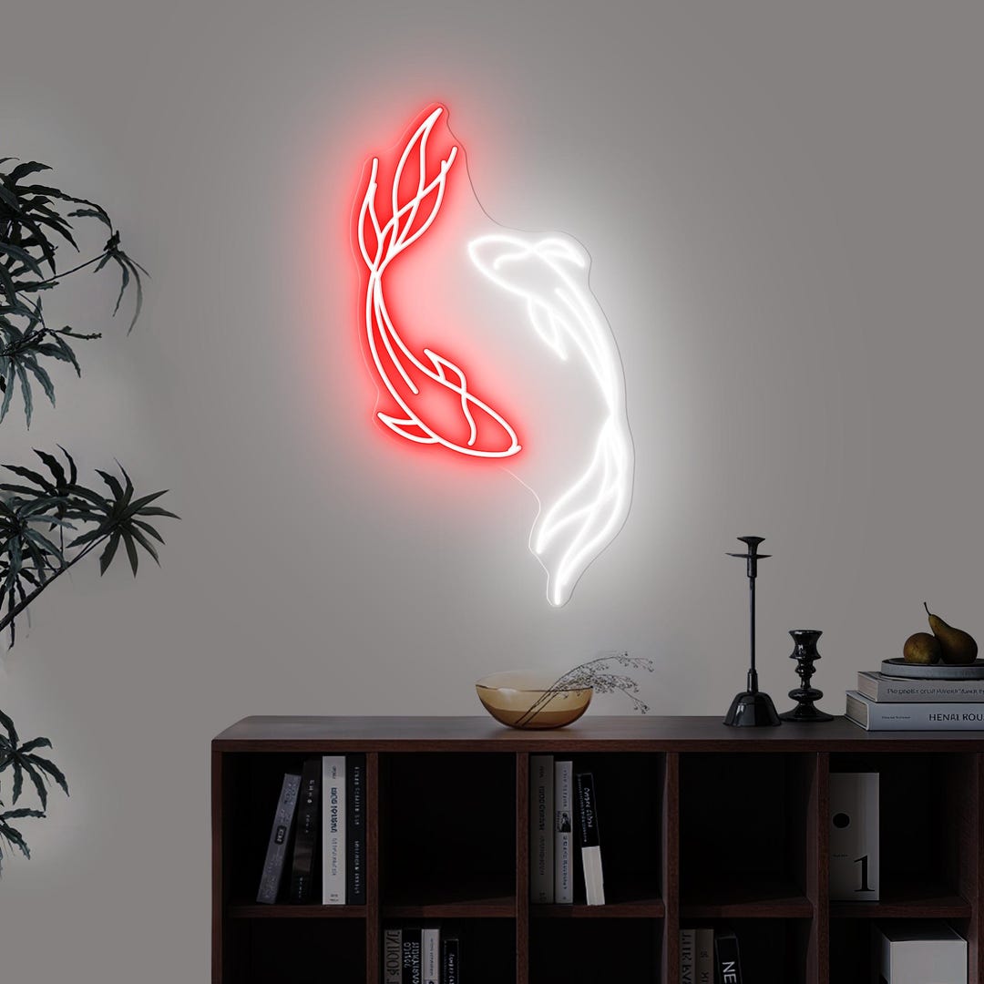 Japanese Koi Fish Yin Yang LED Neon Sign, Japanese-inspired Light Decor ...