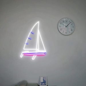 Sailboat Neon Sign, Sailboat Sign, Gift for Who Loves Sailing, Neon Light Sailboat Art for Lake House Decor, Sailing Gifts, Sailboat Decor