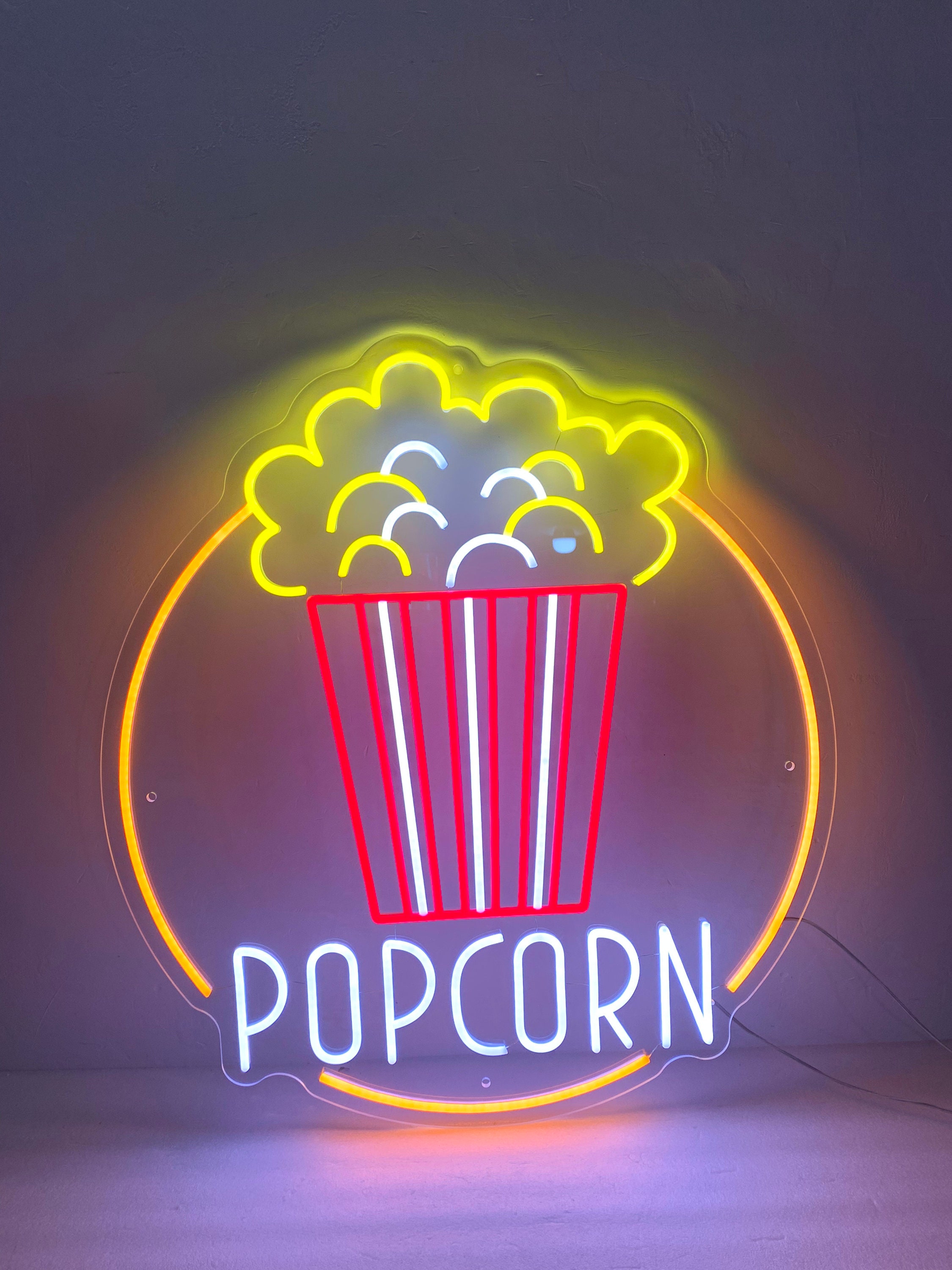 Popcorn Custom Neon Sign,popcorn Paper Box Led Neon, Cinema LED Neon ...