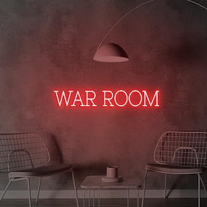 Insegna War Room, luce al neon a LED per stanza a tema guerra, insegna per sala giochi War Room Decor, insegna seconda guerra mondiale, arredamento ufficio seconda guerra mondiale, insegna Man Cave