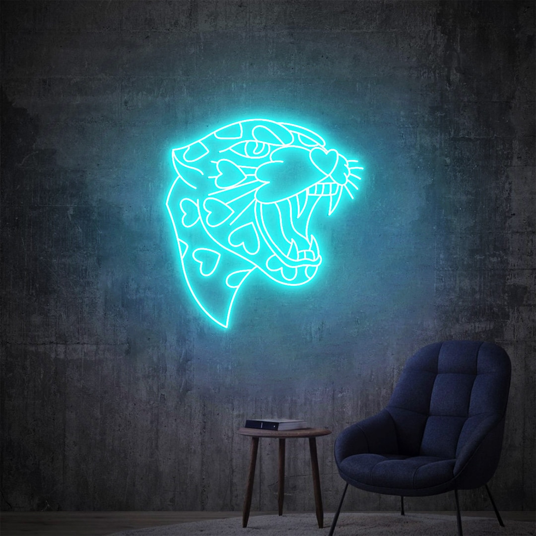 Jaguar Neon Sign, Jungle Jaguar Decor, Cat Animal Led Light, Wild