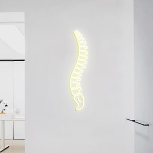 Insegna al neon della colonna vertebrale, arte murale della colonna vertebrale per la decorazione dell'ufficio di anatomia, regalo di anatomia della colonna vertebrale per terapista, arte ritagliata della colonna vertebrale umana
