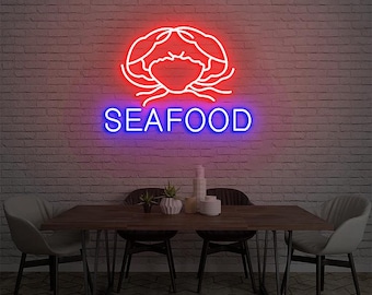 Bord verse zeevruchten, bord decor visrestaurant, bord krab shack voor viswinkel, led-neonbord voor decor zakelijk, bord zeevruchten