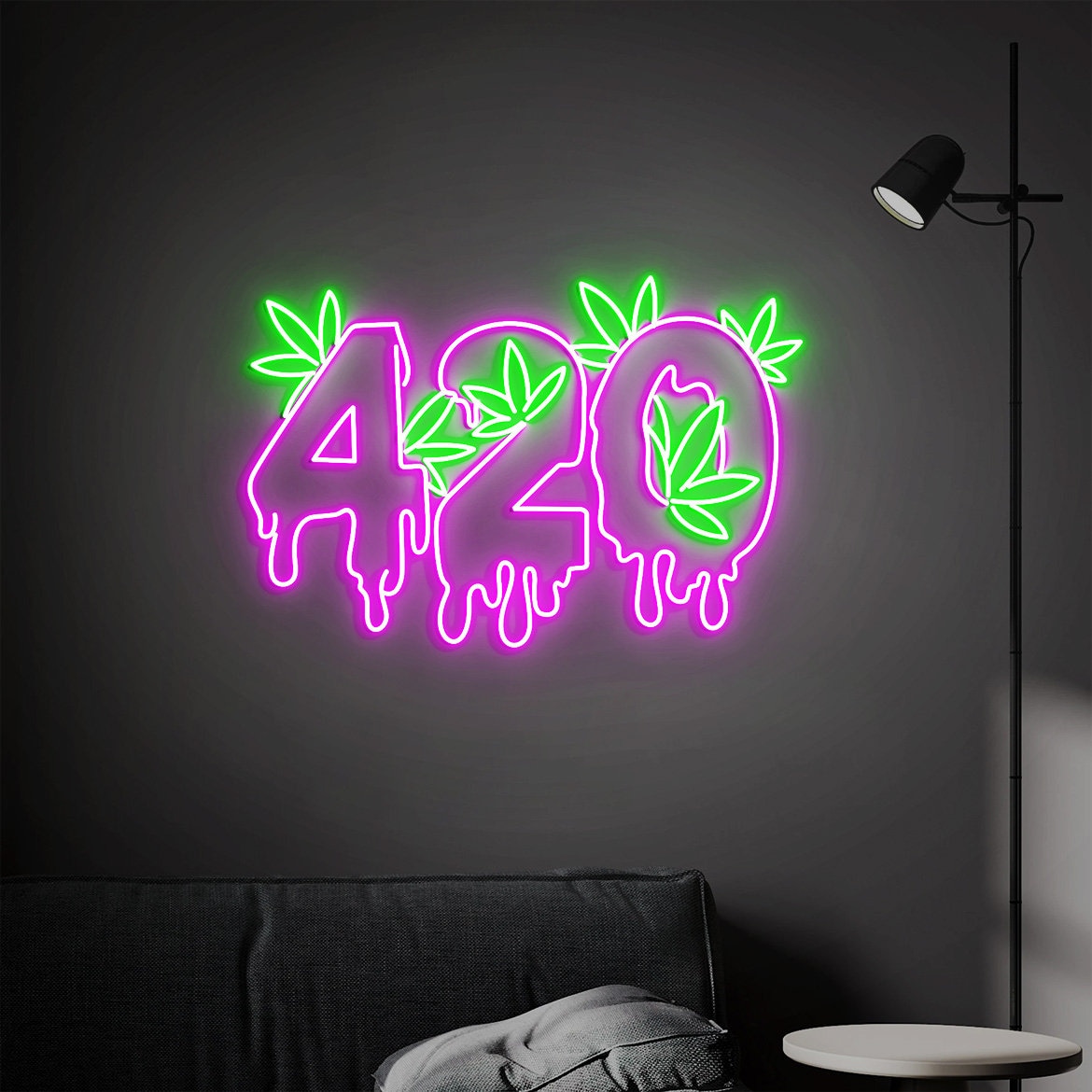 420 Weed Leaf Neon Sign, Neon Sign for Stoner Shop Decorations