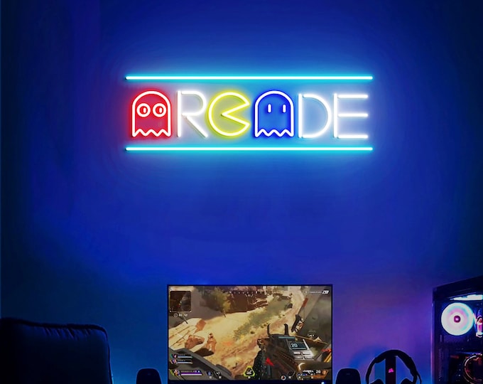 Retro Arcade Neon Sign, Arcade Man-cave LED Light Sign, Retro Game Room Wall Decor Neon Sign, Game Bedroom Decor