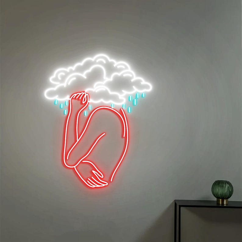 Head in Clouds, Woman Neon Light, Woman Wall Art, Female Art Wall Decor