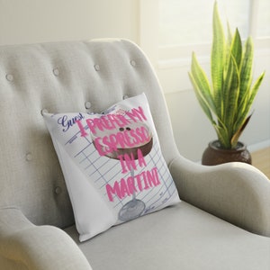 Decorative pillow, espresso martini, pillow, gifts for her, gift, cocktail gift, espresso, more espresso, martini print, bar pillow