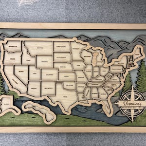 Personalized Travel Map, Family Road Trip Tracker, Customizable, States Visited, Adventure Awaits, RV Decor