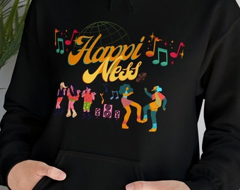 Happiness Hoodie, Unisex Women's Positivity Graphic Hooded Sweatshirt, Trendy Preppy Pullover, Happiness Sweater, Mental Health Hoodie