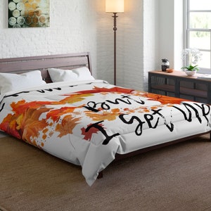 Fall Colored Leaves Comforter, Modern Home Bedding, Botanical Leaves Fleece Blanket, Fluffy Autumn Blanket, Nature-Inspired Comforter