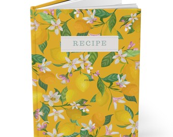 Gepersonaliseerd receptendagboek: citroenbloemig ontwerp, 228 recepten