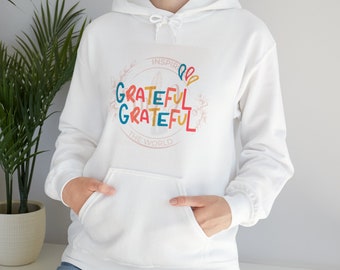 Grateful Coffee Hoodie, Inspire Quote Hooded Sweatshirt, Grateful Fall Sweater, Women's Grateful Shirt With Hood Gift For Thanksgiving