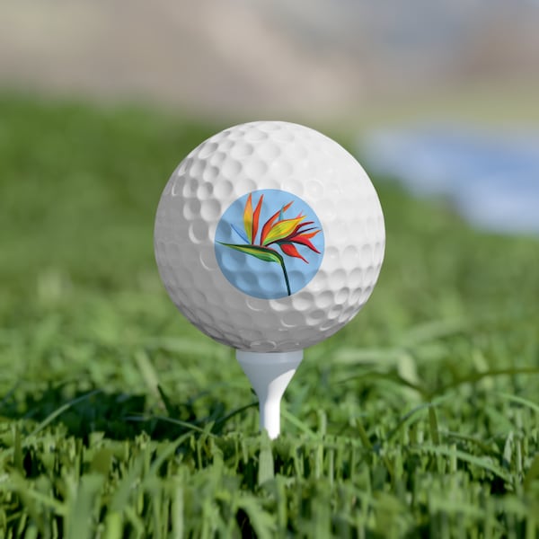 Golf Ball Gift Set 6 Piece, Bird of Paradise, Custom Accessory for Golf Game and Course