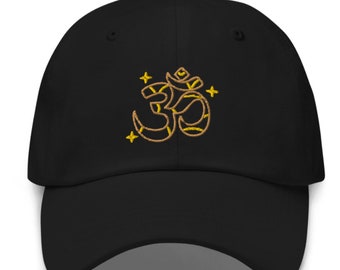 Embroidered OM sign Cap, Unisex Baseball Hat,  Summer Sun Hat, Black Baseball Cap, Cotton Twill Cap, Black Cap for Men