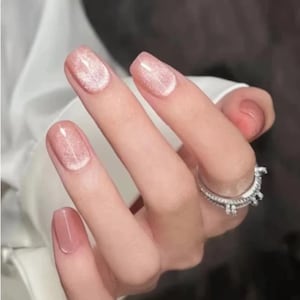 Pink - cat eye collection | White French Nails|Girly Nails|Classic Nails|Handmade Press on nails| 100% Handmade| 10PC Reusable Press Ons
