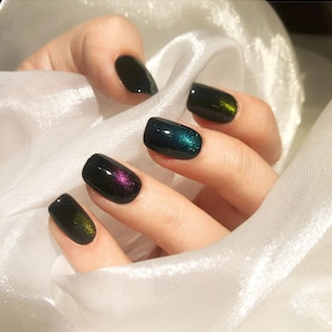 Deep Secrets - cat eye collection| White French Nails|Girly Nails|Classic Nails|Handmade Press on nails| 100% Handmade|