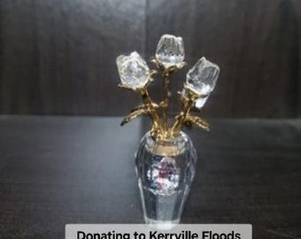 Vintage Swarovski crystal Flower Vase memories donate to flood beautiful retired crystal original package silver figure Dicaré FREE SHIPPING