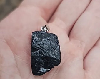Black Tourmaline pendant raw crystal rough 1pieces charm Dicaré natural tourmaline ships from US necklace jewelry gift pendant FREESHIPING