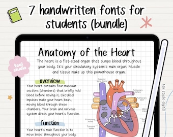 Handwritten Font Bundle, 7 Cute Fonts for Goodnotes, Notability (Digital Download)