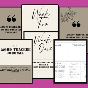 mood Tracker editable digital journal/Template