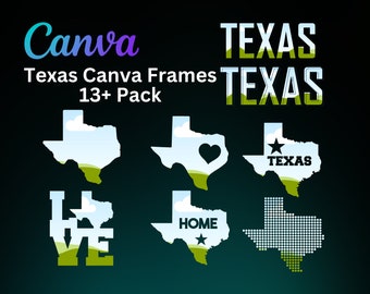 Texas Canva Frames - Editable Canva State Frame Template - Easy Drag and Drop - Design Digital Element - Add Your Own Pattern on CANVA