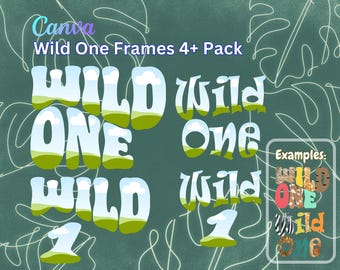 Moldura Wild One Canva: Aniversário de Animais de Safári (Download Digital)