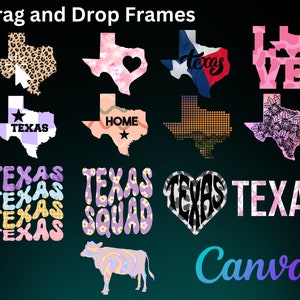 Pode incluir: Uma cole&ccedil;&atilde;o de elementos de design digital com o estado do Texas. Os designs incluem uma variedade de padr&otilde;es, cores e fontes, incluindo um design em forma de cora&ccedil;&atilde;o, um design floral, um design xadrez, um design de bolinhas e um design com a palavra "Texas" repetida v&aacute;rias vezes. Os designs s&atilde;o perfeitos para criar camisetas personalizadas, canecas, capas de telefone e outros itens personalizados.