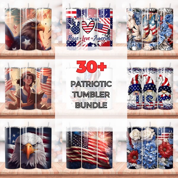 30+ Patriotic Tumbler PNG Bundle, 4th of July Tumbler Wrap  Sublimation, USA Independence Day Designs Sublimation Tumbler Big Bundle