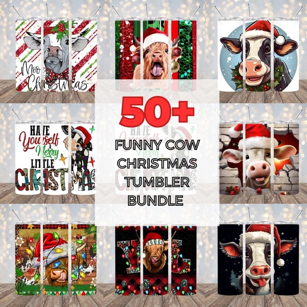 50+ Funny Christmas Cow Tumbler Bundle Designs, Christmas wrap, Seamless 20oz Skinny Tumbler Wrap, Seamless Tumbler, Digital Download