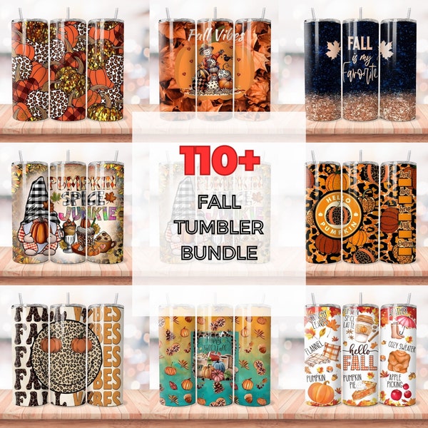 Fall Tumbler Wrap Bundle, Fall in Love with Tumblers: Sublimation Tumbler Design Bundle Featuring 110+ Fall, Themed Wraps for 20oz Tumblers