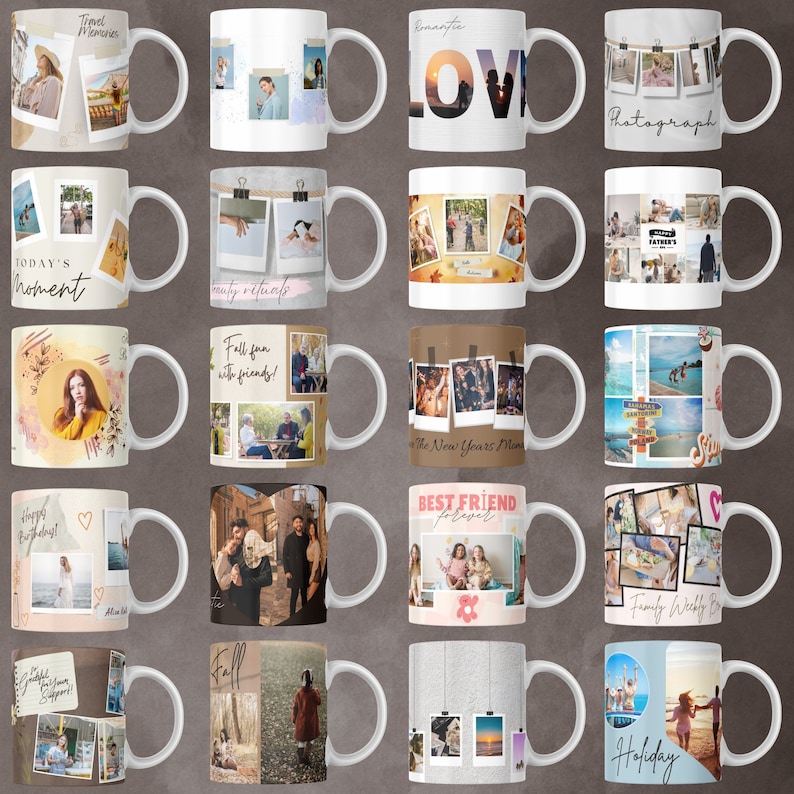 80 Add your own photo Mug Wrap Bundle, Own Photo Self Editable Mug, Canva Editable Tumbler Own Photo Sublimation, Mug Wrap PNG, Coffee Cup image 2