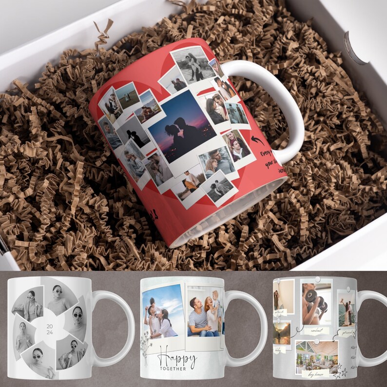 80 Add your own photo Mug Wrap Bundle, Own Photo Self Editable Mug, Canva Editable Tumbler Own Photo Sublimation, Mug Wrap PNG, Coffee Cup image 3