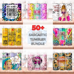 50+ Sarcastic Tumbler Wrap Bundle, 20oz Skinny Tumbler Designs, Funny Sarcastic Quotes, Digital Download, Perfect for Sublimation Projects!