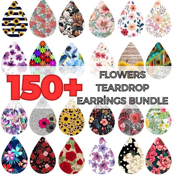 150+ Flower Teardrop Earring Sublimation, flower earring teardrops, flower teardrop earring sublimation design bundle, earring sublimation