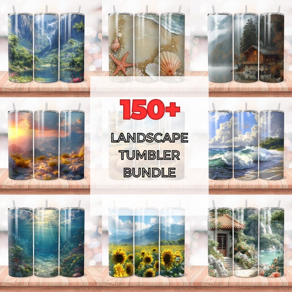 150+ Landscape Tumbler Wrap Bundle, Beach wrap Ocean, Mega Bundle Tumbler Wraps, 20oz Skinny Tumbler Sublimation, Digital Download, PNG