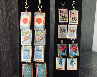 Loteria Earrings, Mexican Earrings, Mexican Bingo Card Earrings, Bingo Earrings, Hand-crafted earrings, Unique Desing Earrings