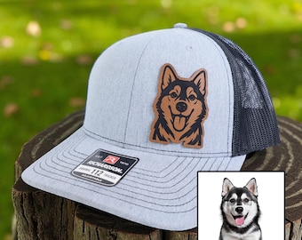 Custom Dog Photo Engraved Trucker Hat, Dog Memorial Gifts, Personalized Fathers Day Gift for Dad, Pet Portrait Hat, Gift For Dog Owner