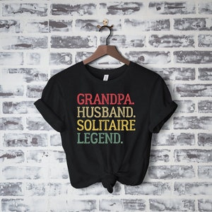 Camiseta de solitario divertido, camisa de juego de cartas, regalo de solitario para el abuelo, regalo de solitario para hombres y mujeres, camisa de noche de juego, regalo de solitario