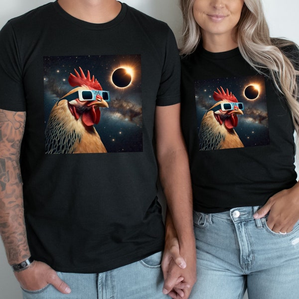 Total Solar Eclipse 2024 Shirt/Sweatshirt/Hoodie, April 8 Chicken Wearing Sunglasses Tee, Eclipse Viewing Souvenir, USA Spring Totality Gift