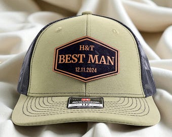 Custom Groom Hat with Initials and Wedding Date, Personalized Wedding Trucker Cap, Custom Groomsmen gift, Personalized Hat, Best man Hat