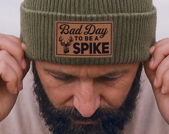 Bad Day to Be a Spike Beanie, Hunting Grandpa Custom Hat, Gift for Hunters and Outdoorsmen, Fathers Day Gift for Grandpa, Deer Hunting Gift