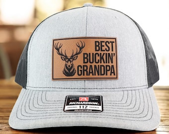 Gorra personalizada "Best Buckin' Grandpa", gorra de camionero Richardson 112, regalo para abuelo cazador, gorra de cazador para exteriores para él, regalo para el Día del Padre