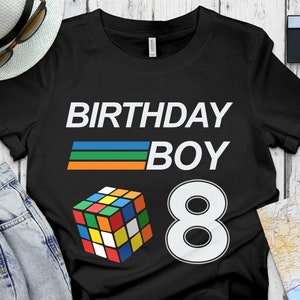 Rubiks Cube Costume Gifts, Rubik&#39;s Solve Lover Birthday Present Shirts, Competitive Speed Cubing 8 Years Old Birthday for Boys Kids