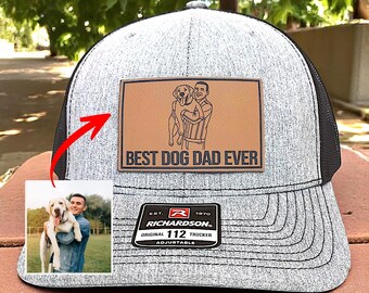 Custom Photo Hat for Dog Dad, Custom Portrait Richardson 112 Hat, Gift for Dog Lovers, Pet Dads or Dog Owners, Father's Day Gift