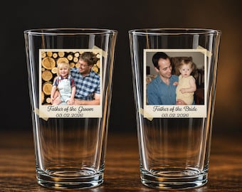 Personalized Gift for Father of the Bride, Father of The Groom, Custom Wedding Keepsake, Wedding Pint Glass For Dad, Gift From Bride/Groom