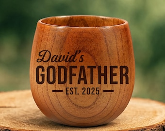 Custom Godfather Wooden Whiskey Glass, Personalized Godparent Gift, Communion Baptism Gift, Gift For Godfather, Baptism Keepsake